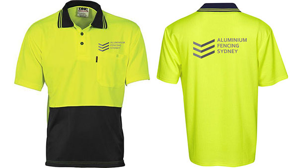 Aluminium-Fencing-Sydney-hi-viz-polo-with-logo