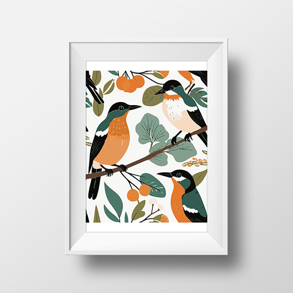 Native Birds Orange | Rimidesigns