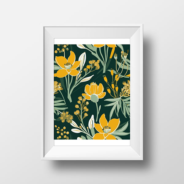 Native Flowers Green & Gold | Rimidesigns