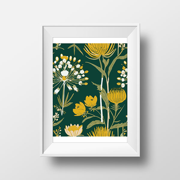 Native Flowers Green & Gold | Rimidesigns