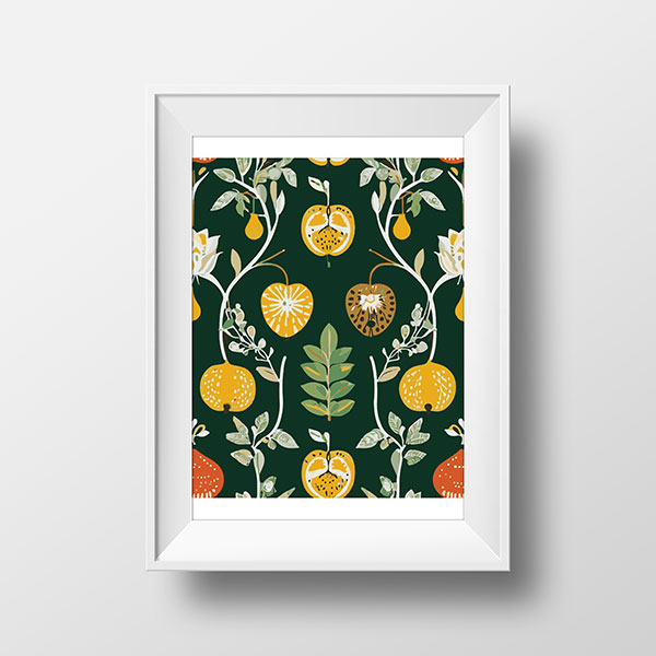 Native Fruit & Flowers Green & Gold | Rimidesigns