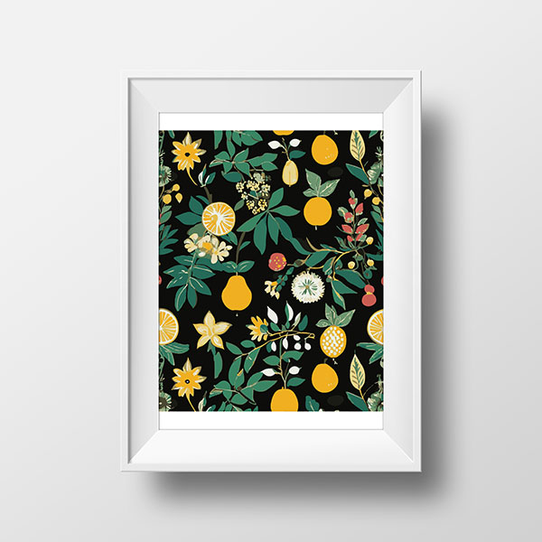 Native Fruit & Flowers Green & Gold | Rimidesigns